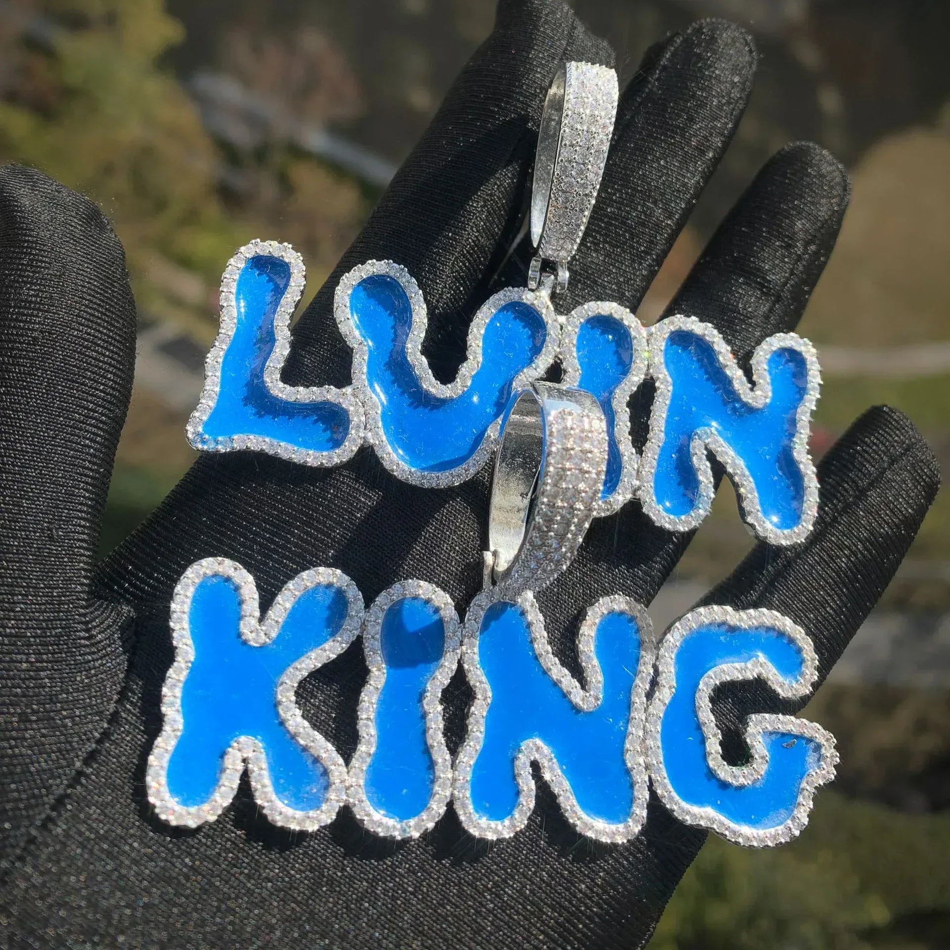 Blue Enamel Letter Pendant | DIY CZ Initial Hip Hop Custom Unique Necklace - CaratixJewelry